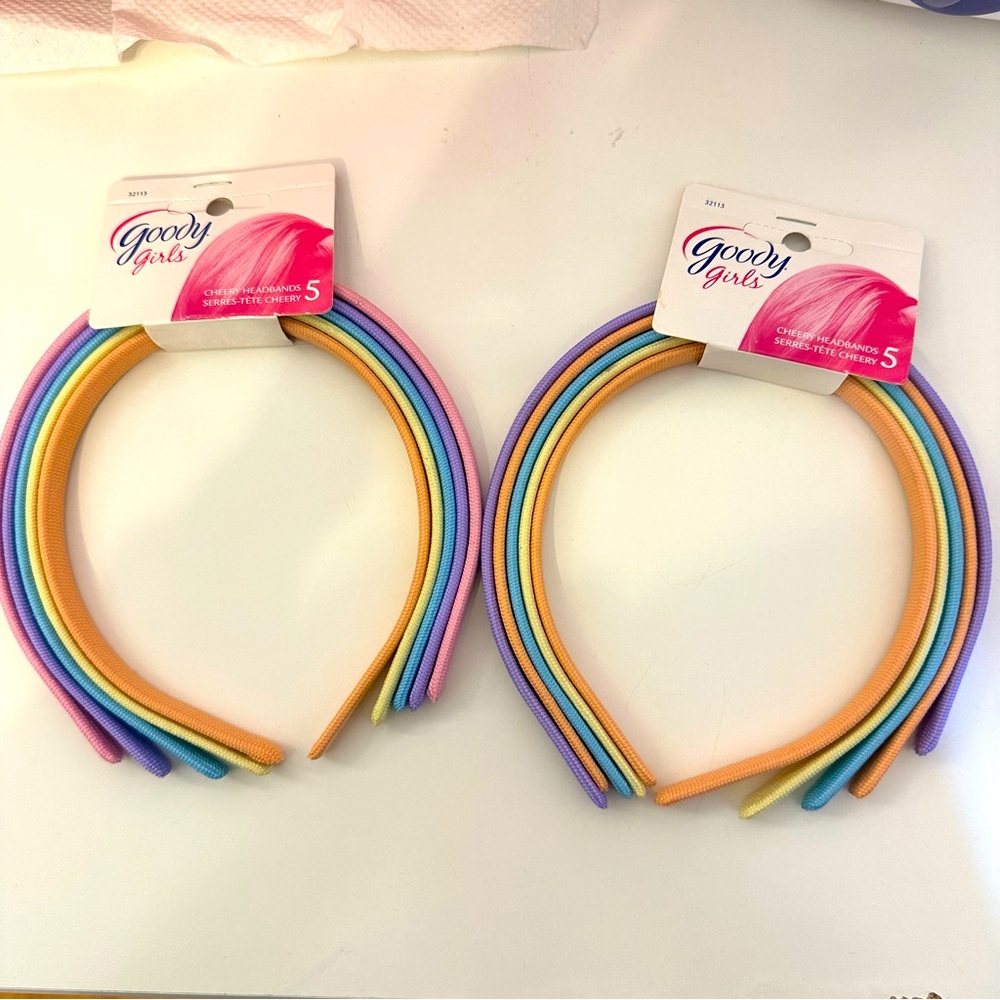 NWT Goody Girls Pastel Fabric Headbands 5 pack (Set of 2).